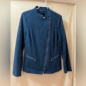 Blue Steilmann wool blend women’s zip up coat size 12 luxury soft